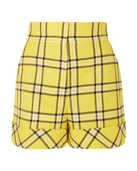 Short en laine à carreaux jaune