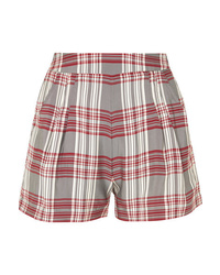 Short en satin à carreaux rouge