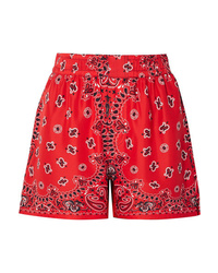 Short en soie imprimé cachemire rouge