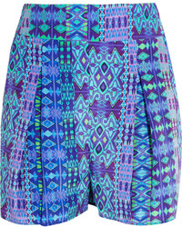 Short en soie imprimé turquoise