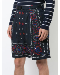 Short imprimé cachemire bleu marine Sacai