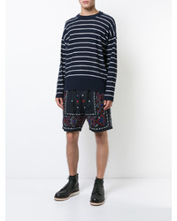 Short imprimé cachemire bleu marine Sacai