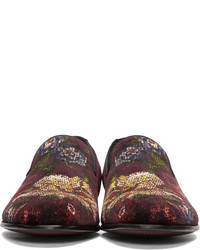 Slippers à fleurs bordeaux Dolce & Gabbana