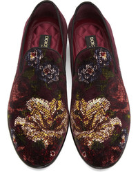 Slippers à fleurs bordeaux Dolce & Gabbana