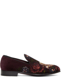 Slippers à fleurs bordeaux Dolce & Gabbana