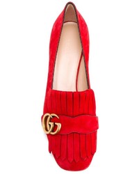 Slippers à franges rouges Gucci