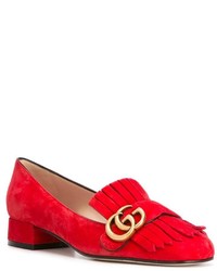 Slippers à franges rouges Gucci