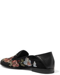 Slippers brodés noirs Alexander McQueen