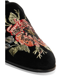 Slippers brodés noirs Alexander McQueen