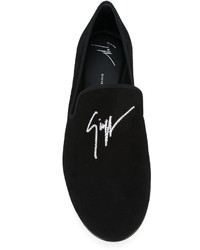 Slippers brodés noirs Giuseppe Zanotti Design