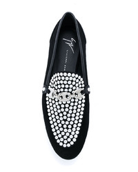 Slippers en cuir à clous noirs Giuseppe Zanotti Design