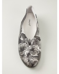 Slippers en cuir à fleurs gris foncé Marsèll