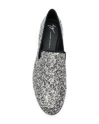 Slippers en cuir argentés Giuseppe Zanotti Design