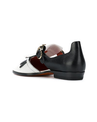 Slippers en cuir blancs et noirs Santoni