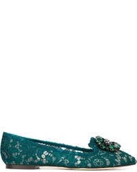 Slippers en cuir bleu canard Dolce & Gabbana