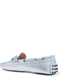 Slippers en cuir bleu clair Tod's