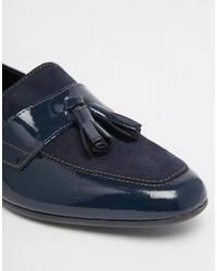 Slippers en cuir bleu marine Asos