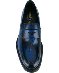 Slippers en cuir bleu marine Hogan