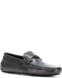 Slippers en cuir bleu marine Tod's