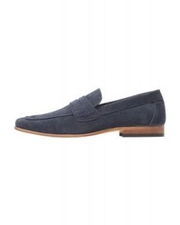 Slippers en cuir bleu marine Enzo Marconi
