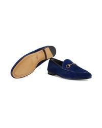 Slippers en cuir bleu marine Gucci