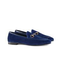 Slippers en cuir bleu marine Gucci