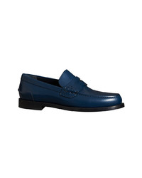 Slippers en cuir bleu marine Burberry