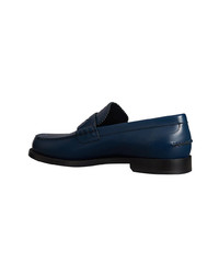 Slippers en cuir bleu marine Burberry