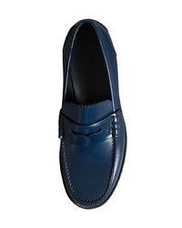 Slippers en cuir bleu marine Burberry