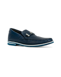 Slippers en cuir bleu marine Baldinini