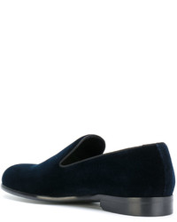 Slippers en cuir bleu marine Dolce & Gabbana
