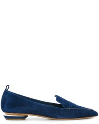 Slippers en cuir bleu marine Nicholas Kirkwood