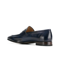 Slippers en cuir bleu marine Silvano Sassetti