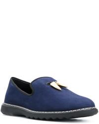 Slippers en cuir bleu marine Giuseppe Zanotti Design