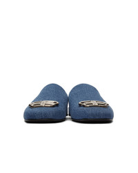 Slippers en cuir bleus Balenciaga