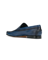 Slippers en cuir bleus Santoni