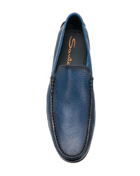 Slippers en cuir bleus Santoni