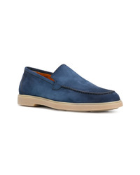 Slippers en cuir bleus Santoni