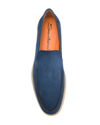 Slippers en cuir bleus Santoni