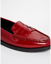 Slippers en cuir bordeaux Asos