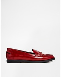 Slippers en cuir bordeaux Asos