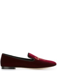 Slippers en cuir bordeaux Giuseppe Zanotti Design