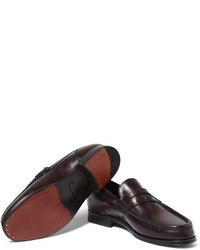 Slippers en cuir bordeaux Brioni