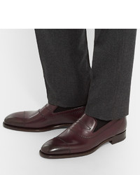 Slippers en cuir bordeaux Brioni