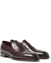 Slippers en cuir bordeaux Brioni