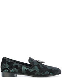 Slippers en cuir camouflage noirs Giuseppe Zanotti Design