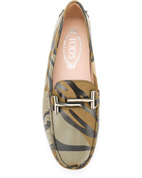 Slippers en cuir camouflage olive Tod's