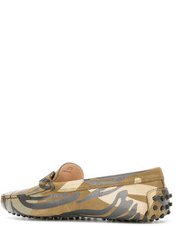 Slippers en cuir camouflage olive Tod's