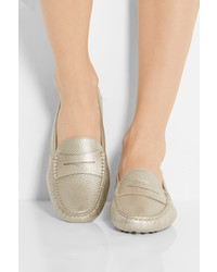 Slippers en cuir dorés Tod's