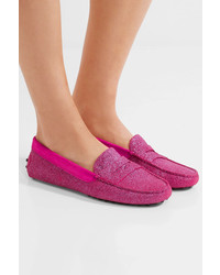 Slippers en cuir fuchsia Tod's